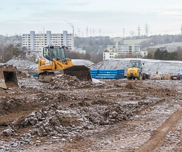 Winterliche Vorarbeiten für das Neubaugebiet Schauinsland in Neckarweihingen. Geplant ist der Bau von 170 Wohneinheiten.Foto: Holm Wolschendorf