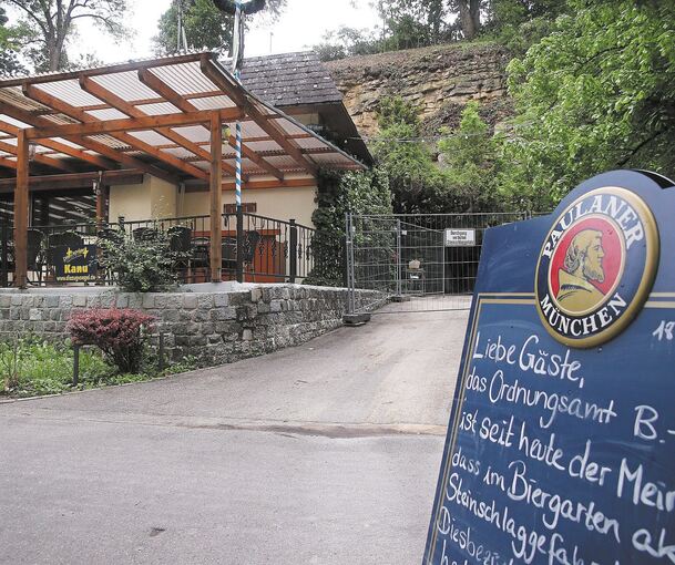 Noch ist der Paulaner-Biergarten in der Enzaue gesperrt.Foto: Alfred Drossel