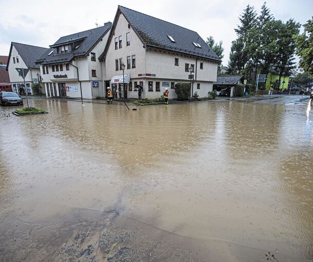 Auch der Wilhelmsplatz in Hochdorf war überflutet.