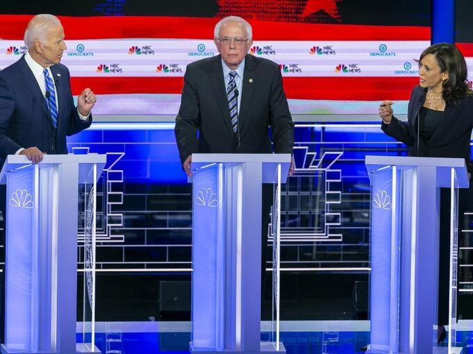 Harris, Sanders und Biden bei TV-Debatte