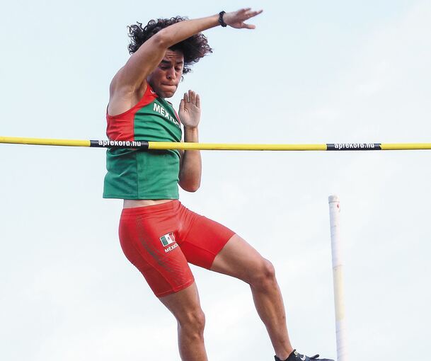 Im Fokus: Der Mexikaner Jorge Luna bricht mit übersprungenen 5,60 Meter im Stabhochsprung den Stadionrekord. Fotos: Baumann
