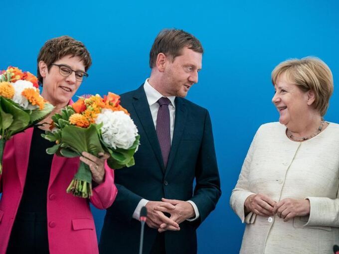AKK, Kretschmer und Merkel in Berlin