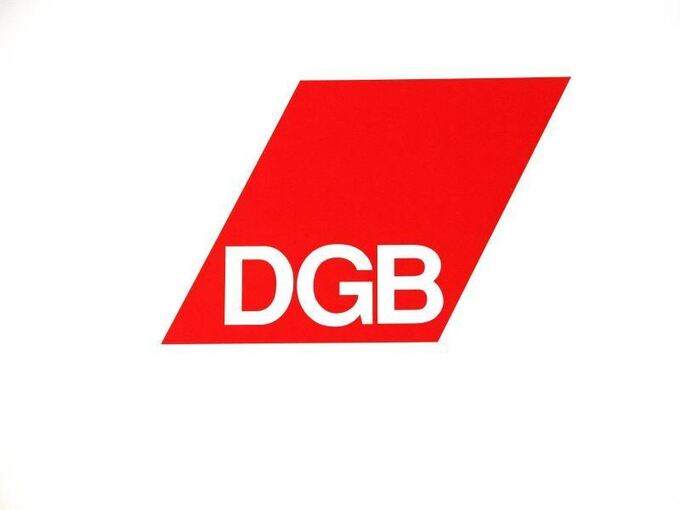 Das Logo des DGB auf weißem Hintergrund