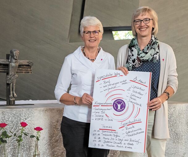 „Die Türen werden aufgehen“: Elisabeth Niggemeyer (links) und Anne Barbier-Piepenbrock von der Bewegung „Maria, schweige nicht“. Foto: Andreas Essig