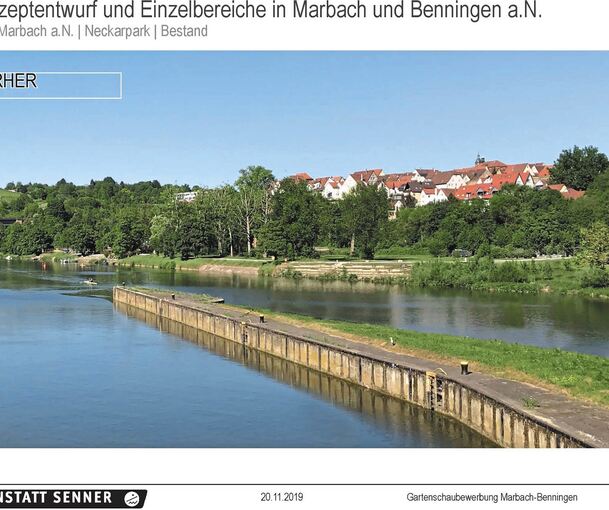 Blick von der Schleuse auf Marbach. Fotos und Illustrationen: Planstatt Senner