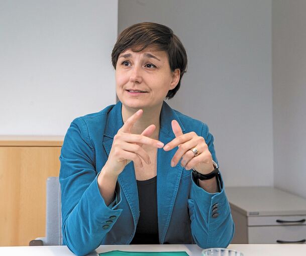 Sandra Detzer stellt sich und ihre Ziele beim Redaktionsgespräch vor. Foto: Oliver Bürkle