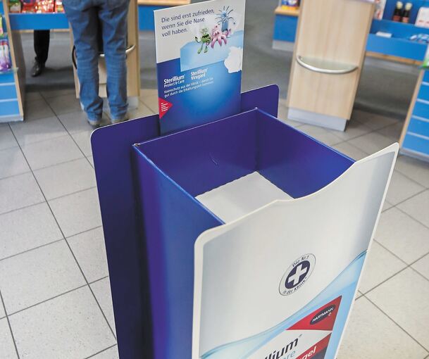 Ausverkauft: Desinfektionsmittel gibt es in der Benninger Römer-Apotheke schon seit Mitte vergangener Woche nicht mehr.Foto: Ramona Theiss