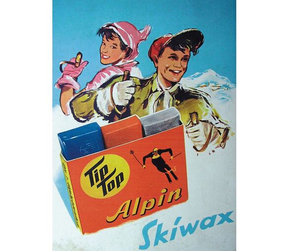Werbung für Tip-Top Skiwachs aus den 50er Jahren.Abbildungen: Stadtarchiv