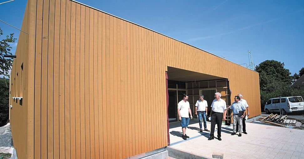 Kurz vor der Fertigstellung ist ein in Holzmodulbauweise erstellter Kindergarten in Horrheim.Foto: Alfred Drossel