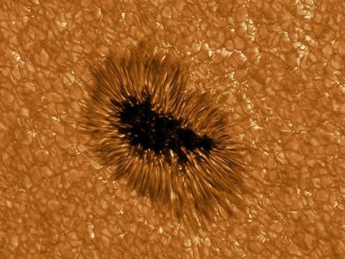 Ein Sonnenfleck beobachtet durch das Sonnenteleskop Gregor