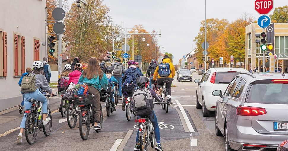 Künftig sollen die Radfahrer geradeaus nicht auf dem Radweg, sondern auf der Friedrich-Ebert-Straße fahren. Foto: Holm Wolschendorf