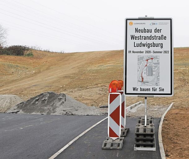 Baustellenschild im Ludwigsburger Westen. Foto: Ramona Theiss