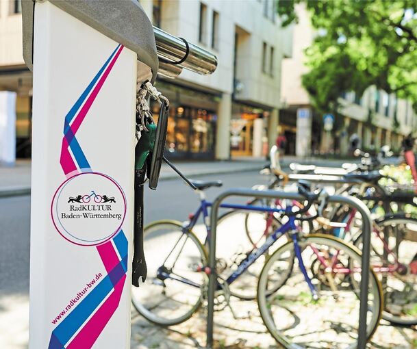 Neun solcher Radservicestationen wird es in Kürze im Landkreis Ludwigsburg geben. Foto: Initiative Radkultur/Lukas Breusch(p)