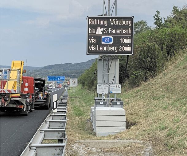 Heute geht die Reisezeitanzeige auf der Autobahn 81 rund um den Engelbergtunnel bei Leonberg in Betrieb. Foto: privat