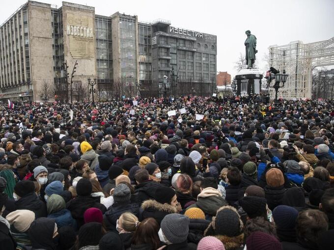 Demonstranten in Moskau