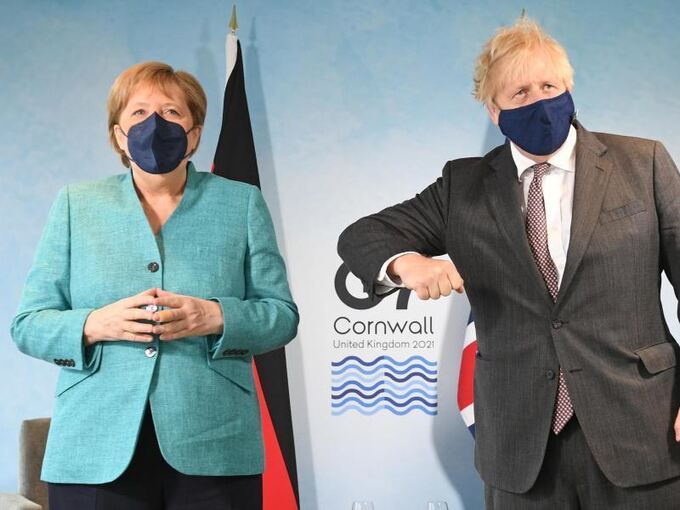 Merkel und Johnson