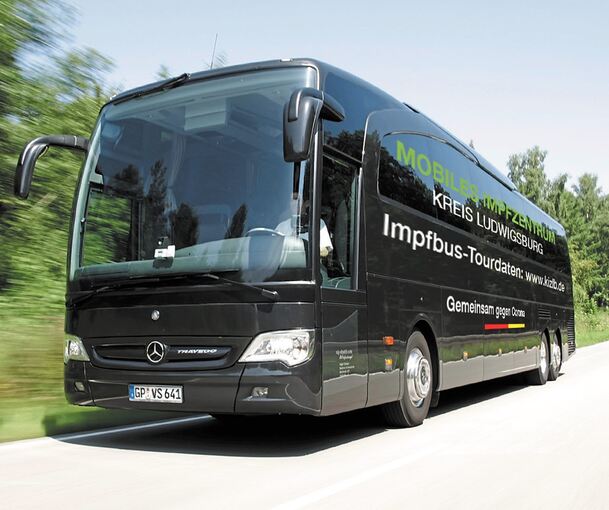 Der Impfbus steht am Donnerstag auf dem Marktplatz. Foto: privat