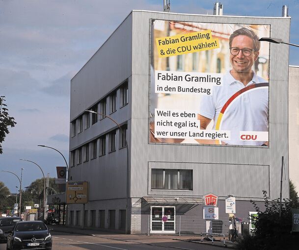 CDU-Wahlwerbung in Tamm: Dem Anspruch im Megaformat folgen ein mageres Ergebnis und verbreitete Ernüchterung. Foto: Alfred Drossel