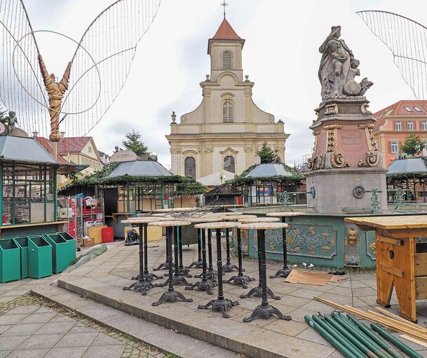 Traurige Leere: Der Weihnachtsmarkt in Ludwigsburg findet nicht statt. Bild: Holm Wolschendorf