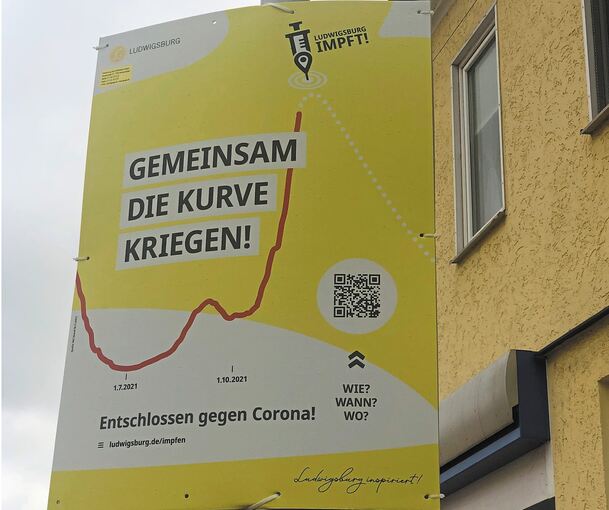 „Gemeinsam die Kurve kriegen“: Mit diesem Spruch wirbt die Stadt Ludwigsburg für Impfungen. Bisher steigt die Kurve jedoch weiter an. Foto: privat