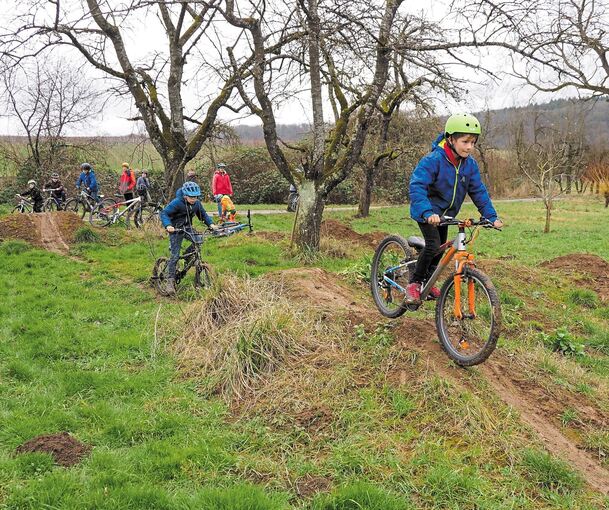 Nicht erlaubt: Auf der Wiese von Familie Burk haben die Kinder eine BMX-Strecke selbst angelegt. Doch das Grundstück liegt in einem Landschaftsschutzgebiet. Foto: Holm Wolschendorf