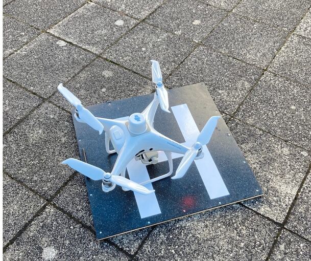 Die Drohne, die in der Oststadt unterwegs war, hat sogar einen eigenen Landeplatz. Foto: Stephanie Bajorat