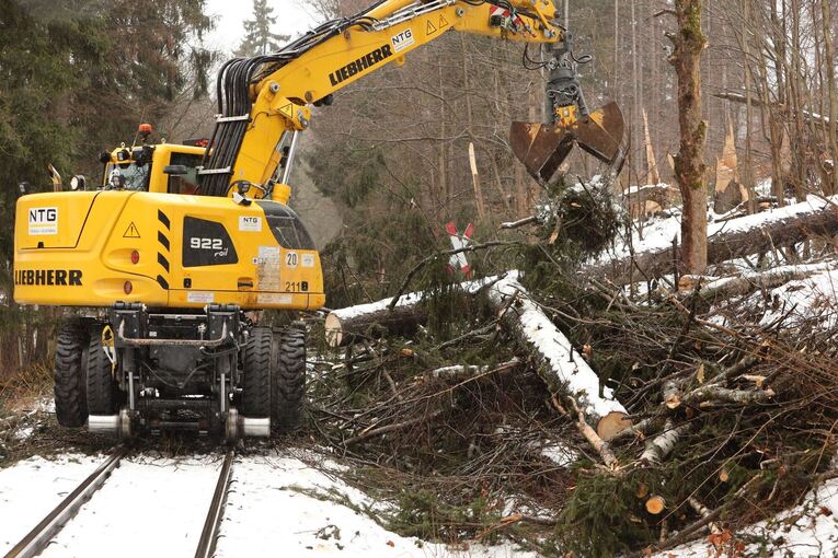 Schmalspurbahn beseitigt Schäden