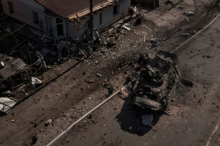 Zerstörter russischer Panzer in Kiew