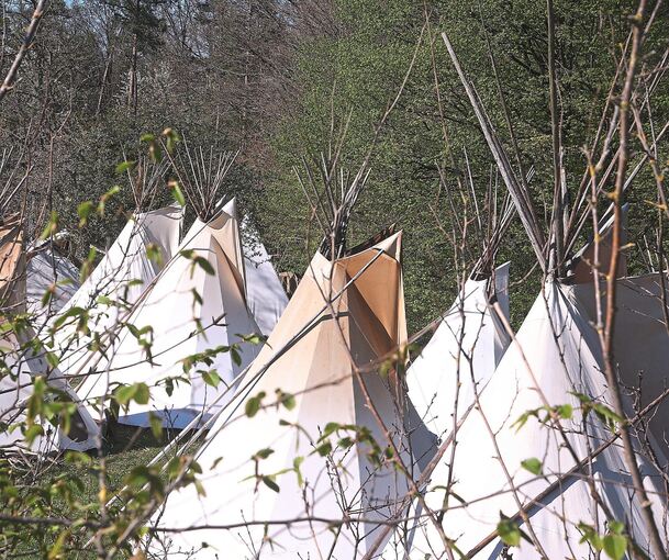 Das Tipidorf am Waldrand. Foto: Alfred Drossel