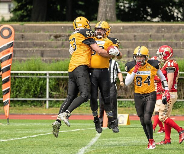 Zurück in der Erfolgsspur: Die Footballer der Ludwigsburg Bulldogs hatten in dieser Saison schon mehrfach Grund zum Feiern. Foto: Justshots