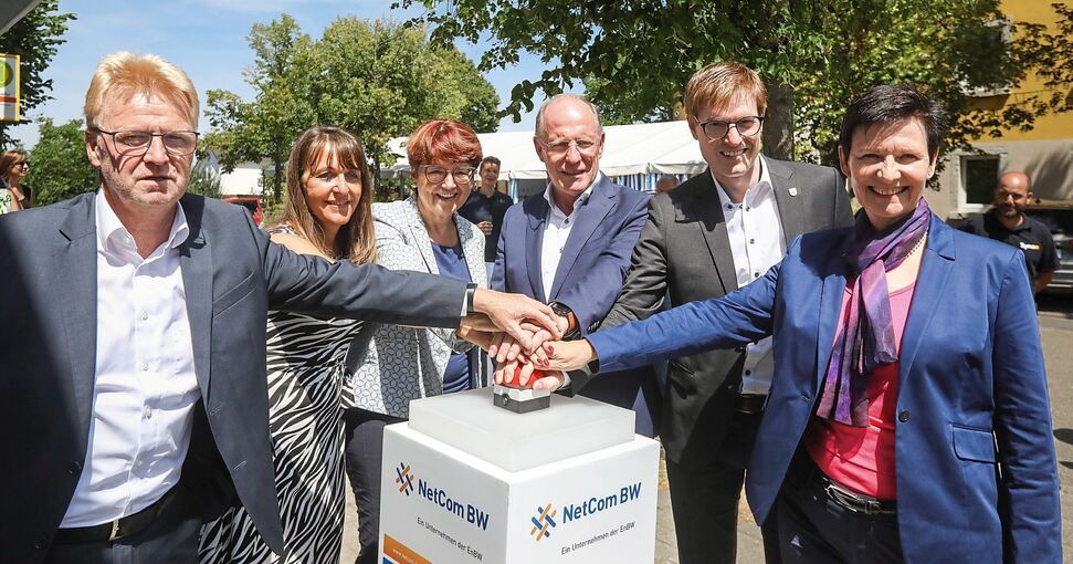 Uwe Bossert (Bürgermeister Spiegelberg), Sabine Welte-Hauff (Bürgermeisterin Aspach), Dr. Ingeborg Gräßle (Bundestagsabgeordnete), Wilfried Klenk (Staatssekretär) , Markus Kleemann (Bürgermeister Oberstenfeld) und Barbara Schönefeld (Bürgermeisterin