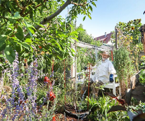 „Wenn ich draußen bin, vergesse ich die Zeit“: Eberhard Geist hat in seinem Besigheimer Garten immer etwas zu tun. Fotos: Ramona Theiss