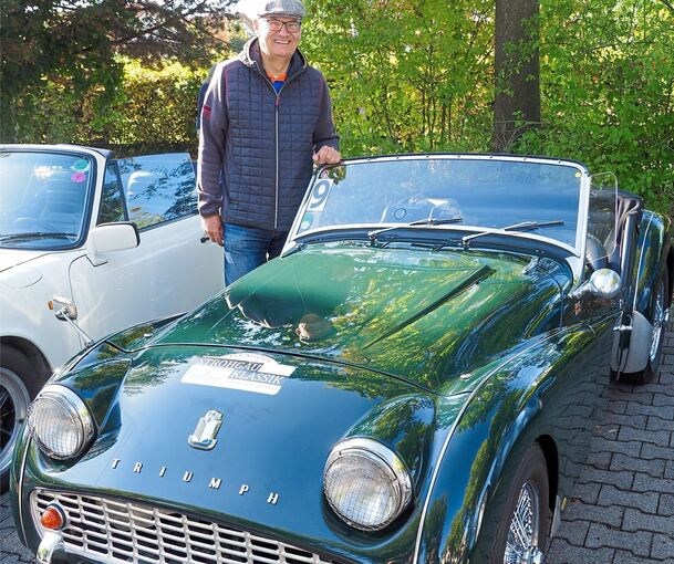 Kay Brodesser mit seinem Triumph, Baujahr 1960.