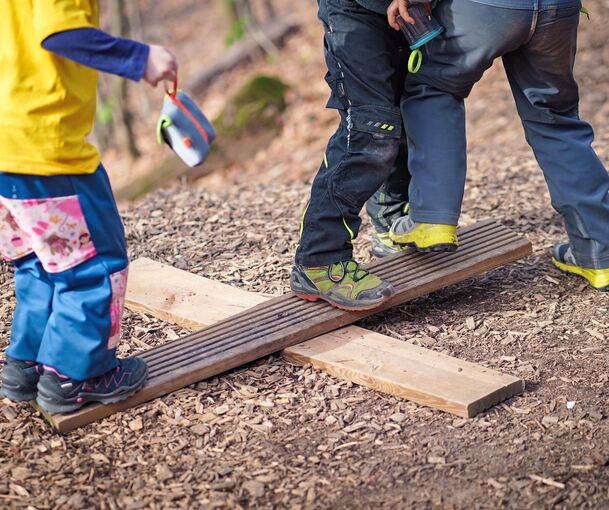 Kinder spielen in einem Waldkindergarten auf einer selbst zusammengesetzten Wippe: Die Stadt Tamm will künftig mehr dafür bezahlen, dass ihr Nachwuchs in Markgröningen betreut wird.