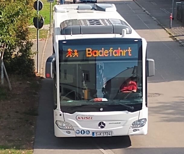 Die Busse halten oft einfach auf dem Gehweg. Foto: Christian Bucksch/p