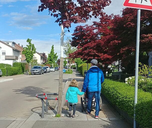Viele metallene Pflanzringe an Bäumen wurden auf Initiative von „Ökologisch mobil“ in Pleidelsheim verkleinert, damit Fußgänger mit Kinderwagen besser vorbeikommen. Archivfoto: privat