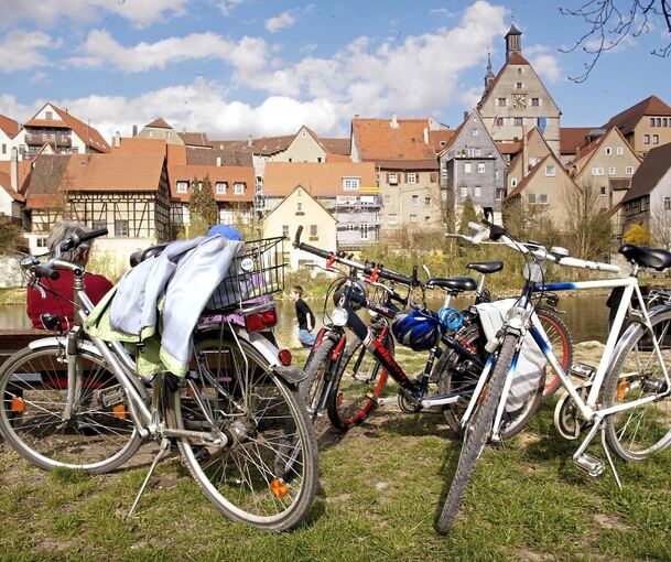 Besigheim ist ein beliebtes Ziel bei Radfahrenden. Bei einer Pause an der Enz hat man einen tollen Blick auf die Stadt. Archivfoto. Alfred Drossel/LKZ