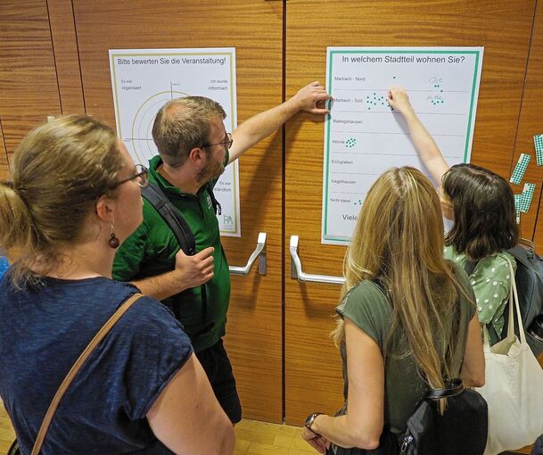 Klebepunkte und Zettel: Die Bürger durften selbst aktiv werden. Fotos: Holm Wolschendorf