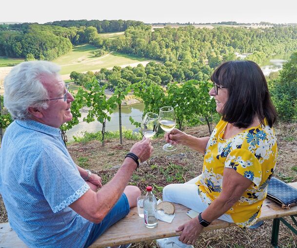 Steillagentage zwischen Neckarweihingen und Poppenweiler: Ein Gläschen Wein mit Aussicht.