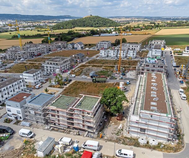 Die ersten der rund 1000 Bewohner sind vor dem Sommer in Korntal-West eingezogen, wohl das letzte große Baugebiet. Archivfoto: Holm Wolschendorf