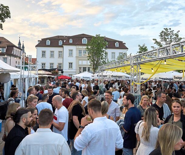 Blick über die Weinlaube Richtung Rathaus.