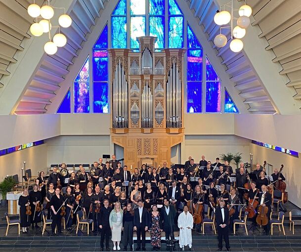 Gute Stimmung: Das Strohgäu-Sinfonieorchester auf Island. Foto: privat