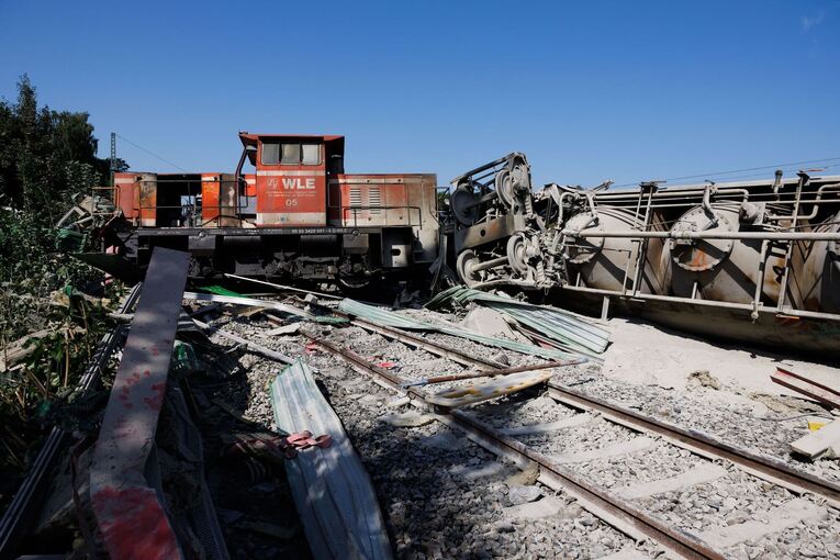 Nach der Entgleisung eines Güterzuges