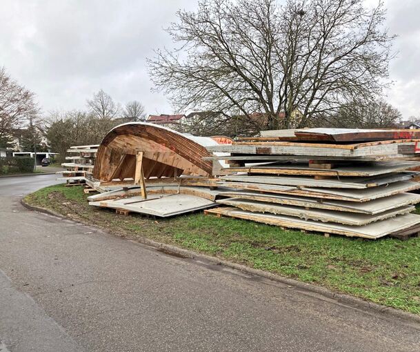 Die Holzelemente wurden bereits geliefert. Foto: Gemeinde Ingersheim