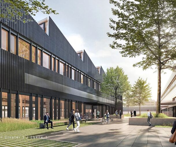 Zwischen den Gebäuden soll es öffentliche Wege und Grünflächen geben. Grafik: BFK-Architekten