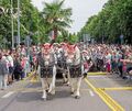 Prunkvoll und farbenfroh ist der Festumzug des Ludwigsburger Pferdemarkts durch die Innenstadt.