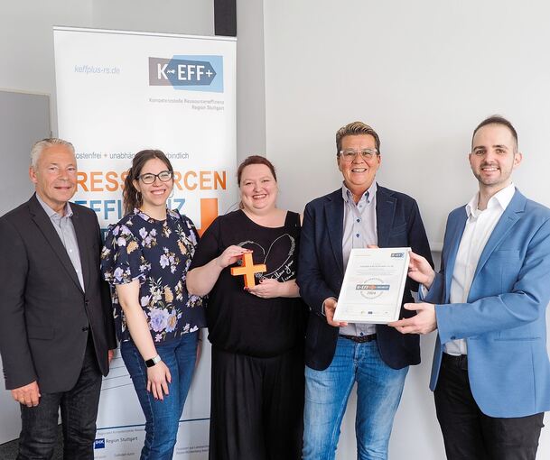Das erste regionale KEFF+-Label wird nach Asperg vergeben: (von links) Reiner Boucsein, Vanessa Kieber, Sandrina Lerch, Regina Kirchner-Gottschalk und Dennis Seiler.