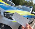 Diesen Zettel fand eine Beamtin an einem Streifenwagen in Schwieberdingen.