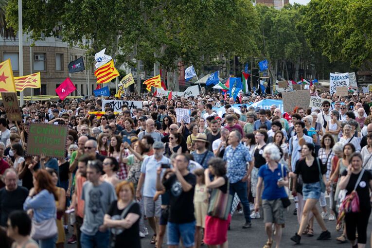Demonstration gegen Massentourismus in Barcelona