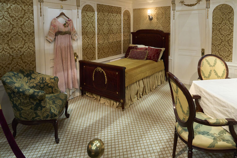 Blick in den Nachbau einer Kabine erster Klasse.